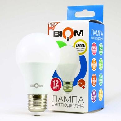 Светодиодная лампа Biom BT-512 A60 12W E27 4500К матовая