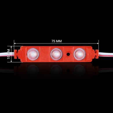 Светодиодный модуль BRT XG191 5630-3 led W 1,5W RED, 12В, IP65 красный с линзой полусфера