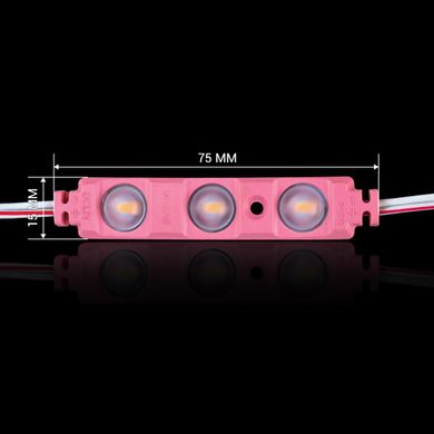 Светодиодный модуль BRT XG194 5630-3 led W 1,5W PINK, 12В, IP65 розовый с линзой полусфера