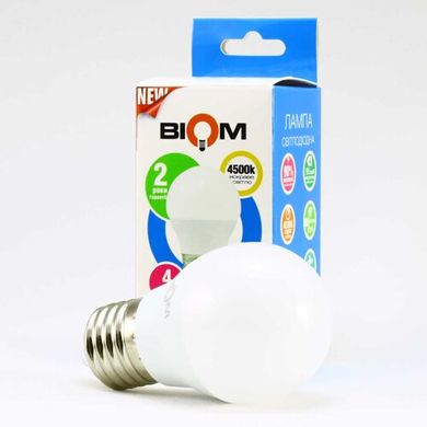 Светодиодная лампа Biom BT-544 G45 4W E27 4500К матовая