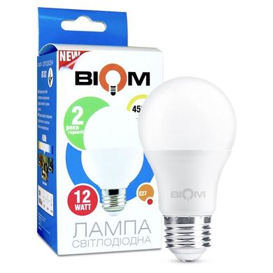 Свiтлодiодна лампа Biom BT-512 A60 12W E27 4500К матова