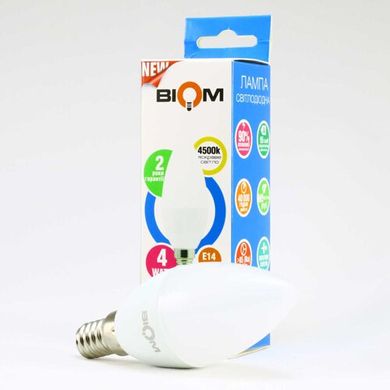 Свiтлодiодна лампа Biom BT-550 C37 4W E14 4500К матова