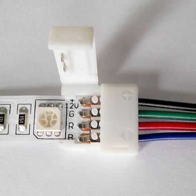 Коннектор для светодиодных лент OEМ SС-09-SWS-10-4 10mm RGB 2joints wire (провод-2 зажима)