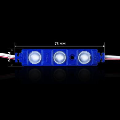 Светодиодный модуль BRT XG192 5630-3 led W 1,5W BLUE, 12В, IP65 синий с линзой полусфера