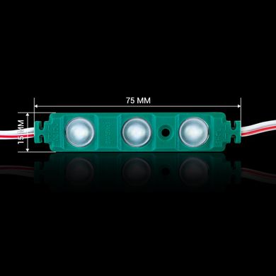 Светодиодный модуль BRT XG193 5630-3 led W 1,5W GREEN, 12В, IP65 зеленый с линзой полусфера