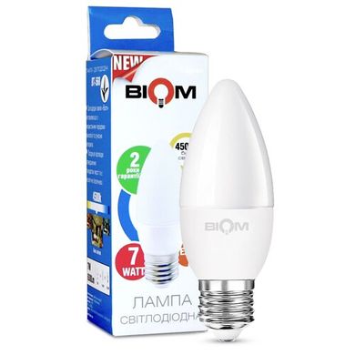 Свiтлодiодна лампа Biom BT-568 C37 7W E27 4500К матова