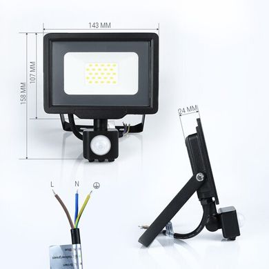 Світлодіодний прожектор BIOM 20W S5-SMD-20-Slim+Sensor 6200К 220V IP65