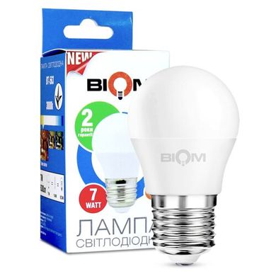 Свiтлодiодна лампа Biom BT-563 G45 7W E27 3000К матова