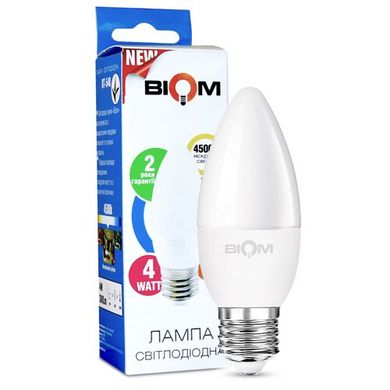 Свiтлодiодна лампа Biom BT-548 C37 4W E27 4500К матова