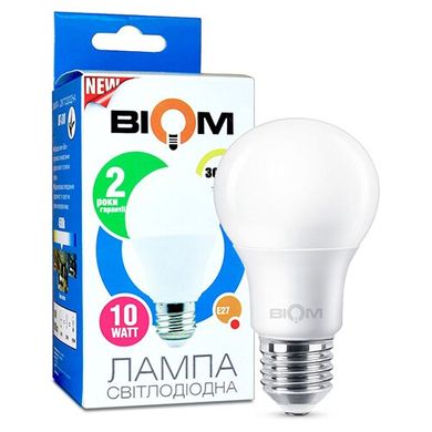 Свiтлодiодна лампа Biom BT-509 A60 10W E27 3000К матова