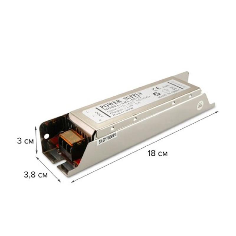 Блок живлення OEM DC12 60W 5А ARL-60 вузький