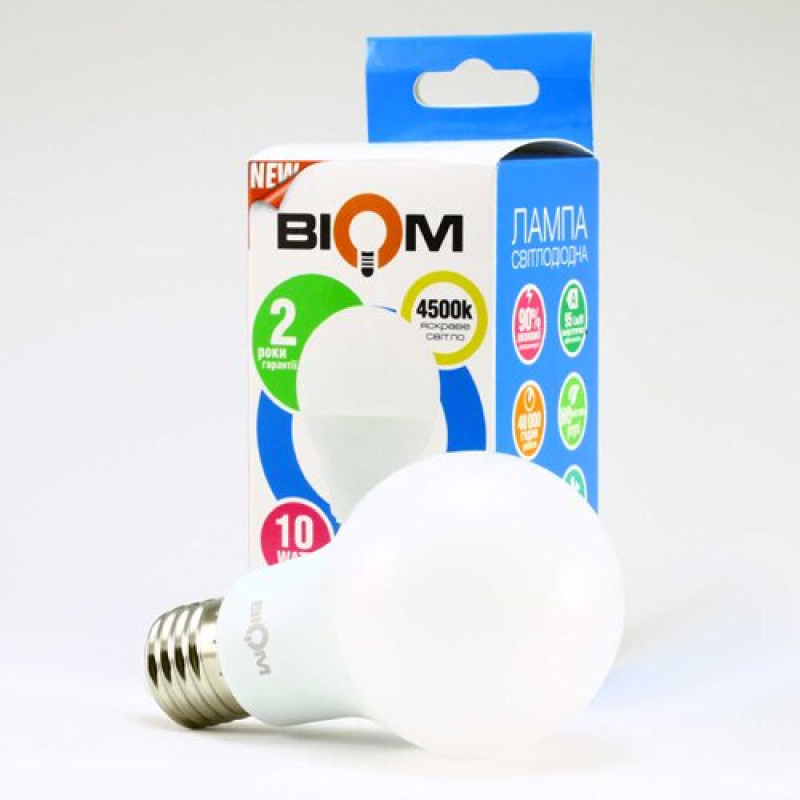 Светодиодная лампа Biom BT-510 A60 10W E27 4500К матовая