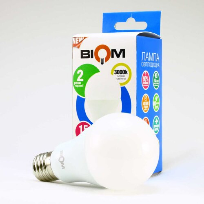 Светодиодная лампа Biom BT-515 A60 15W E27 3000К матовая