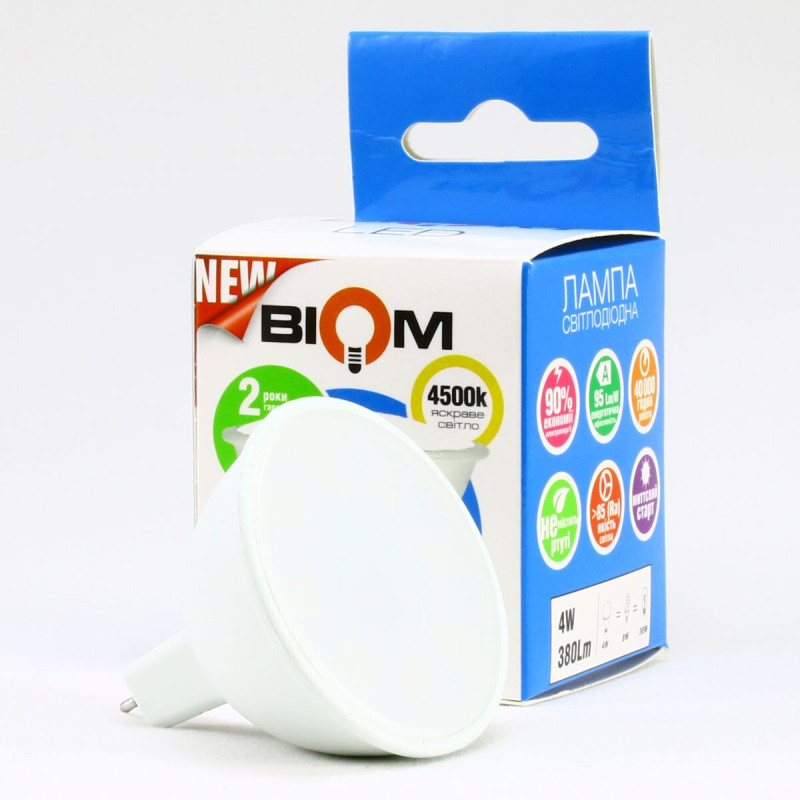 Светодиодная лампа Biom BT-542 MR16 4W GU5.3 4500К матовая