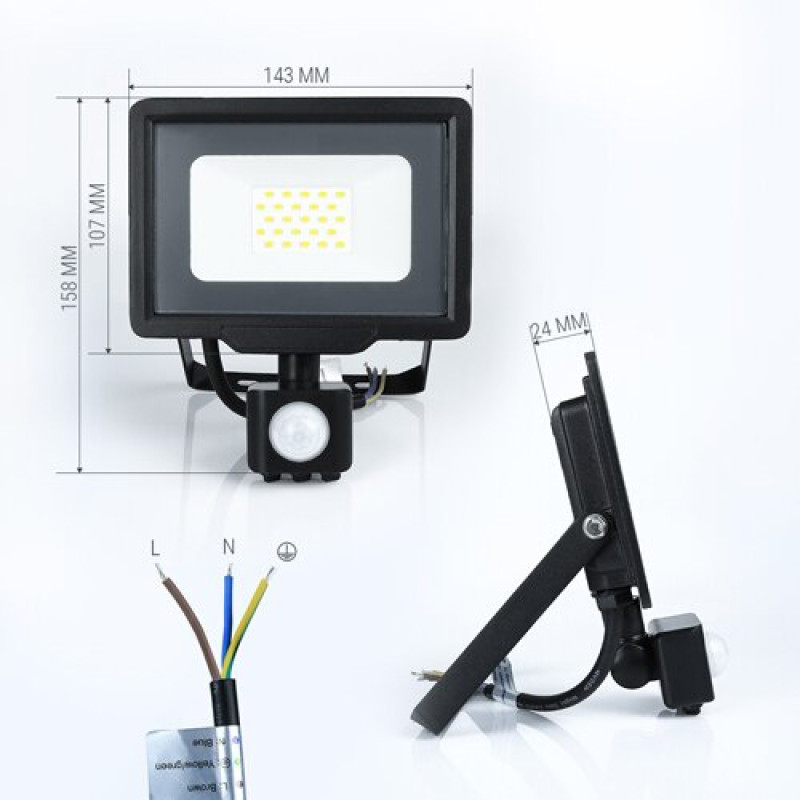 Светодиодный прожектор BIOM 20W S5-SMD-20-Slim+Sensor 6200К 220V IP65 с