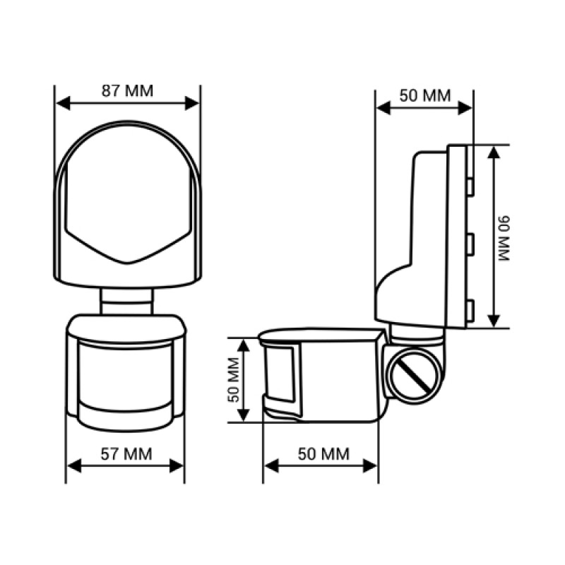 Инфракрасный датчик движения BIOM IRM-02B max 1200Вт 180°, настенный,черный