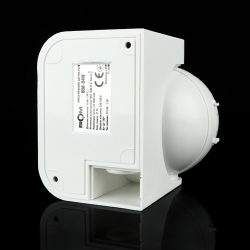 Инфракрасный датчик движения BIOM IRM-04W max 1200Вт 180° , настенный белый