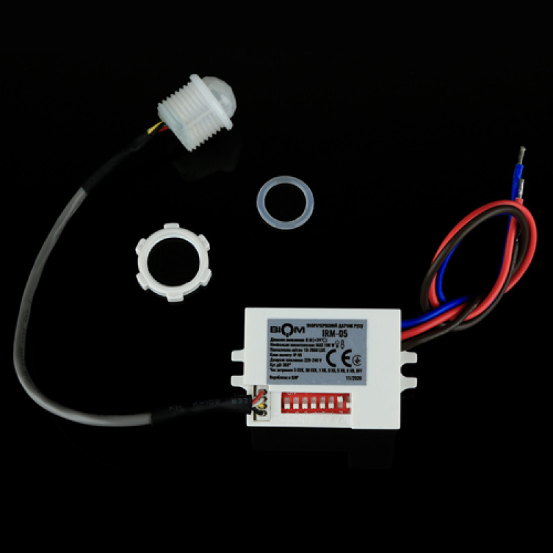 Инфракрасный датчик движения BIOM IRM-05 max 100Вт 360°, врезной, белый